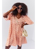 Loose dress with puffy sleeves, mustard FG639 - Online store - Boutique